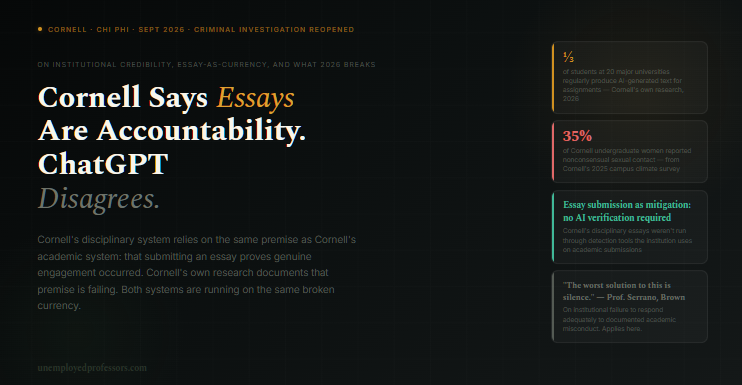 Cornell Says Essays Are Punishment. ChatGPT Disagrees.